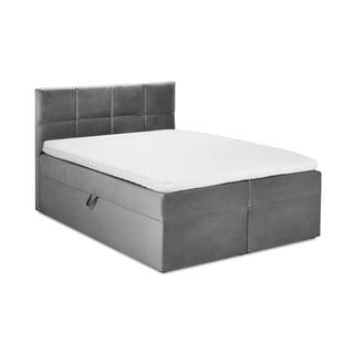 Sivá zamatová dvojlôžková posteľ Mazzini Beds Mimicry, 200 x 200 cm