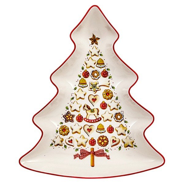 Červeno-biela porcelánová servírovacia miska v tvare vianočného stromčeka Villeroy & Boch Tree-image-2