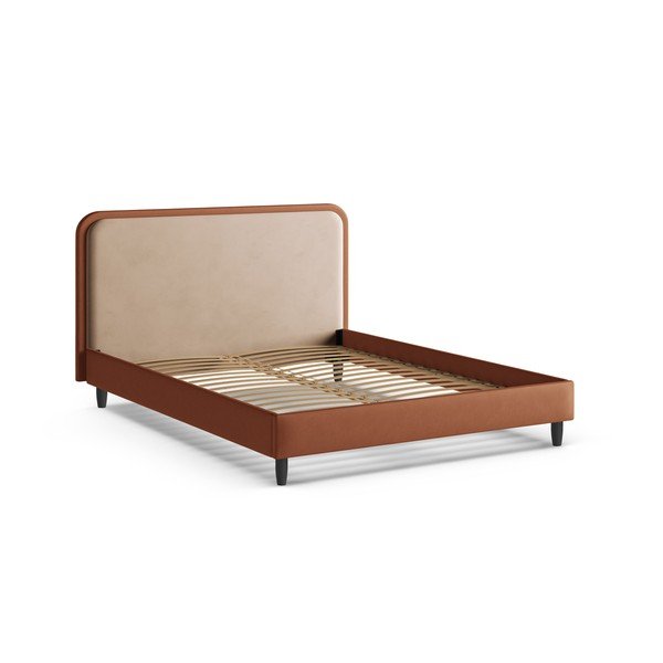 Čalúnená dvojlôžková posteľ s roštom 180x200 cm v tehlovej farbe Aveline – Micadoni -image-2