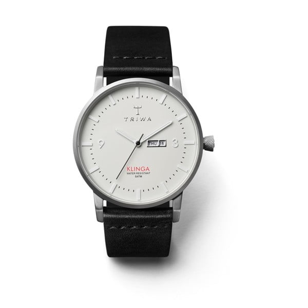 Unisex hodinky s čiernym koženým remienkom Triwa Dawn Klinga