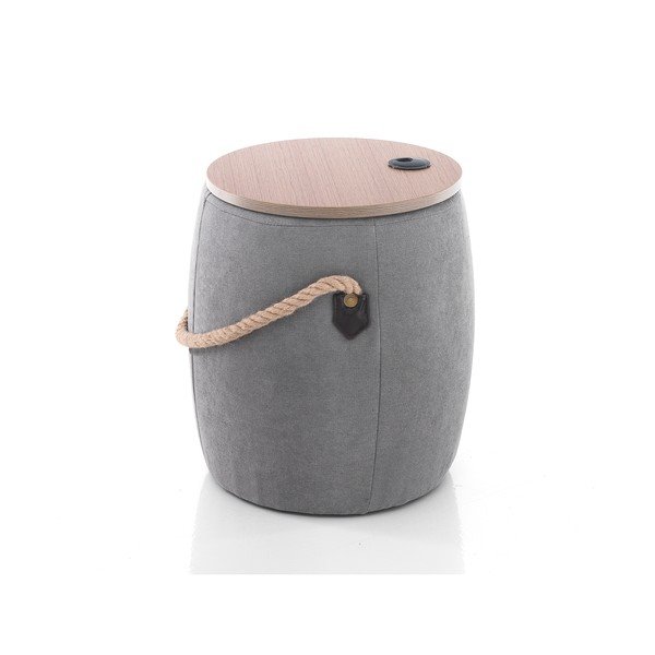 Sivý puf s úložným priestorom Tomasucci Barril, ø 40 cm