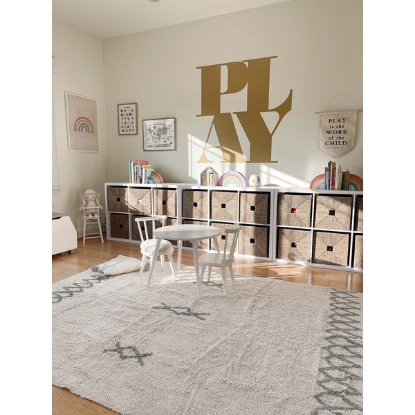 Modro-krémový prateľný ručne tkaný bavlnený koberec 170x240 cm Atlas Natural – Lorena Canals-image-1