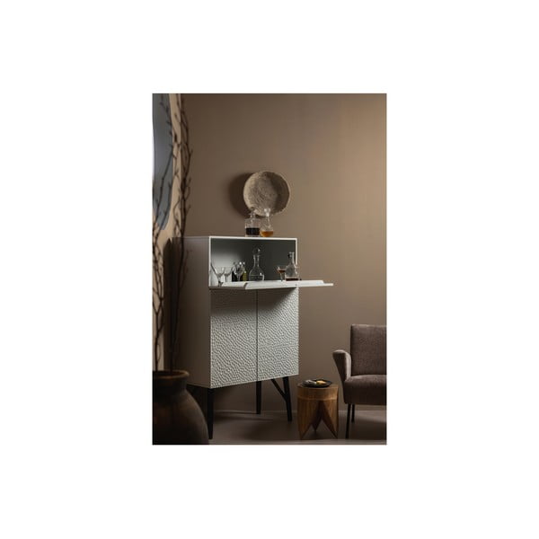 Svetlosivá vinotéka z mangového dreva 90x146x46 cm Carved – WOOOD-image-3