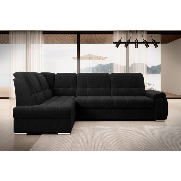 Čierna rozkladacia/s úložným priestorom rohová pohovka (ľavý roh/do L) Sado – ELTAP-image-3