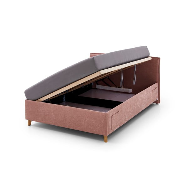 Ružová čalúnená detská posteľ s úložným priestorom s roštom 90x200 cm Fun – Meise Möbel-image-2