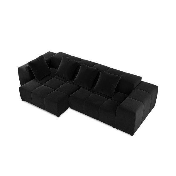 Čierna zamatová rohová pohovka (variabilná) Rome Velvet - Cosmopolitan Design-image-3