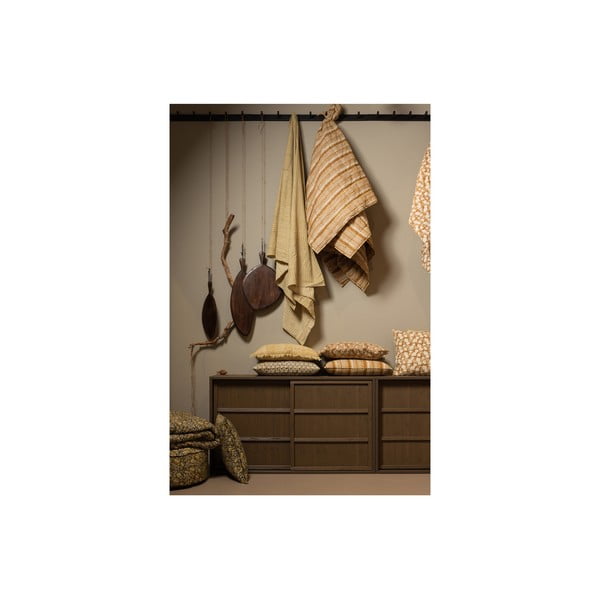 Hnedý/béžový bavlnený pléd na dvojlôžko 220x265 cm Banding – BePureHome-image-1