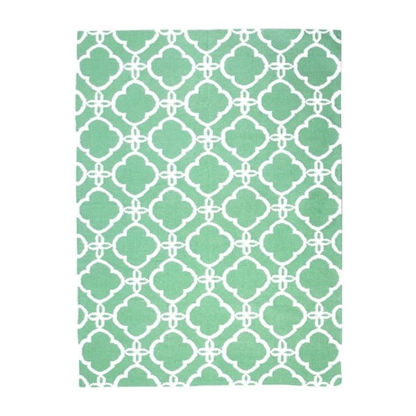 Vlnený koberec Geometry Retro Green & White, 160x230 cm