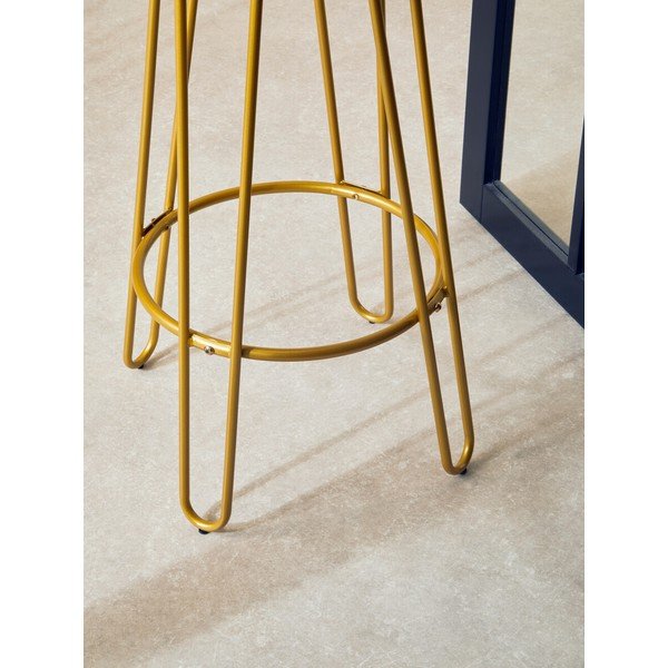 Barová stolička z brestového dreva v zlatej farbe/v prírodnej farbe (výška sedadla 75 cm) District – Premier Housewares-image-3