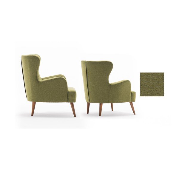 Olivovozelené kreslo ušiak Balcab Home Jane-image-2