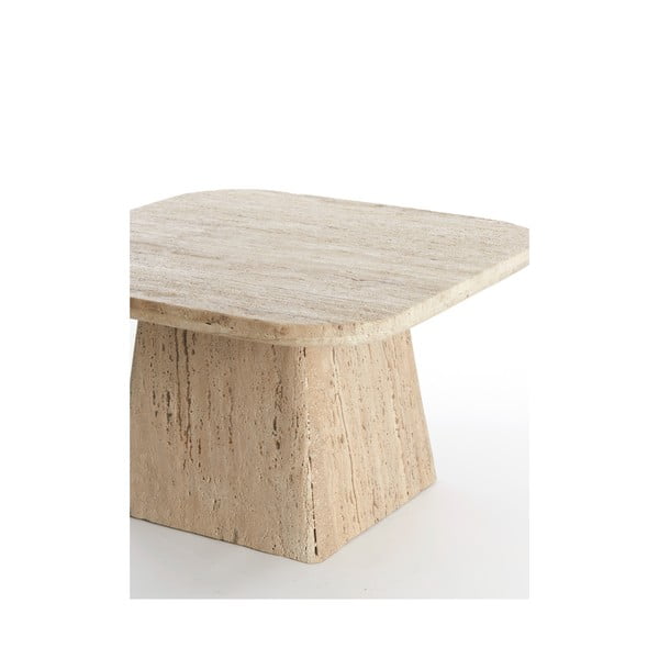 Béžový konferenčný stolík s doskou z kameňa 60x60 cm Kepami – Light & Living-image-3