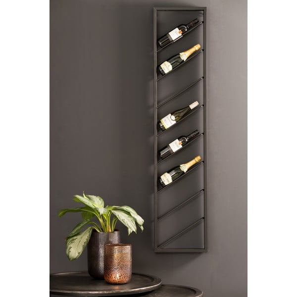 Čierny nástenný kovový regál na víno počet fliaš 8 36x160x6 cm Malbeo – Light & Living-image-1