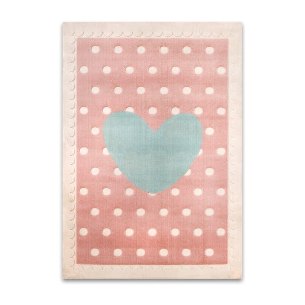 Detský ružovo-modrý koberec Heart, 133 × 190 cm