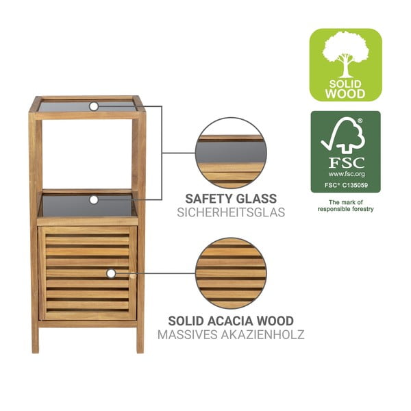 Čierna/v prírodnej farbe nízka/úzka kúpeľňová skrinka z masívu akácie 39,5x86 cm Fondi – Wenko-image-3