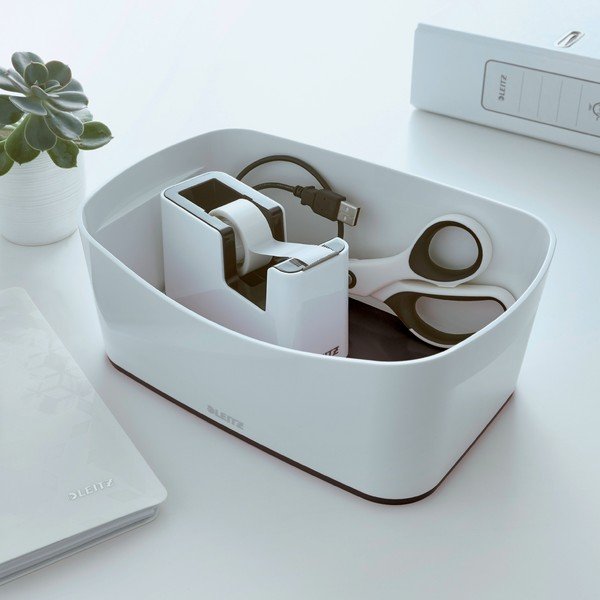 Bielo-čierna stolová škatuľa Leitz MyBox, dĺžka 24,5 cm-image-1