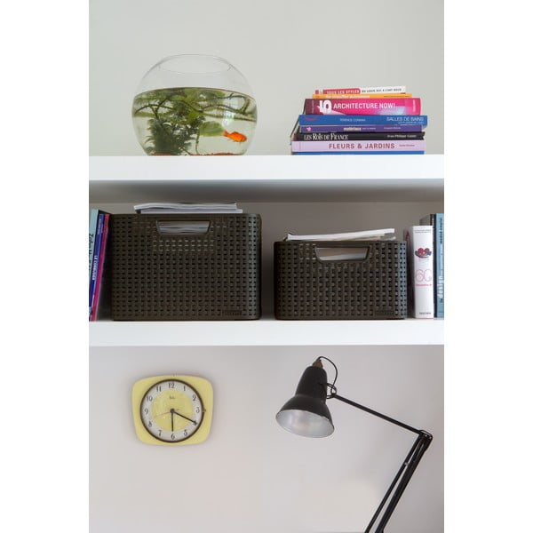 Tmavohnedý plastový úložný box s vekom 33x44,5x25 cm Style – Curver-image-2