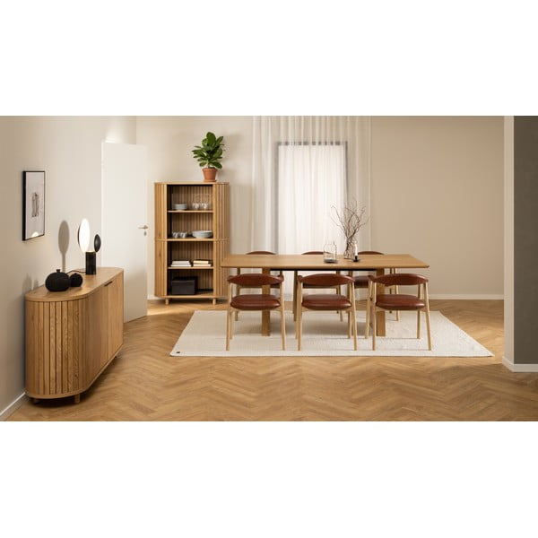 Koňakovohnedá/v prírodnej farbe jedálenská stolička z imitácie kože Addi – Actona-image-2