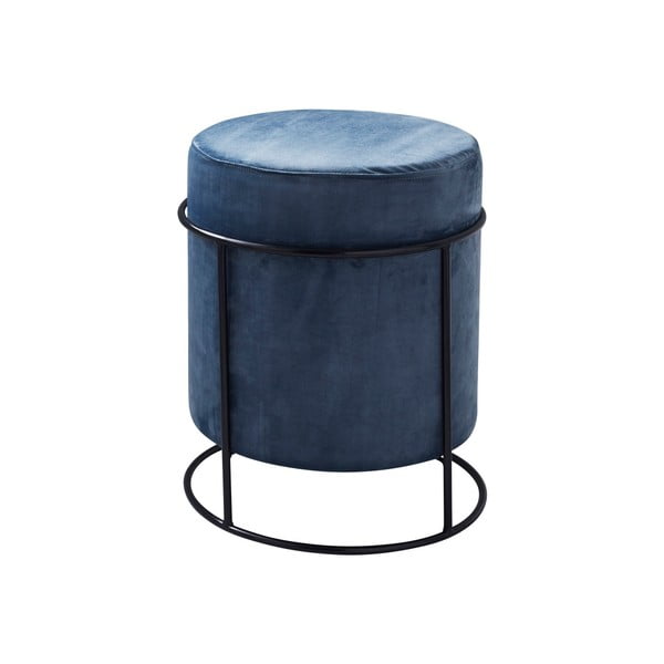 Modrý čalúnený puf Native Stack, ⌀ 37 cm-image-2