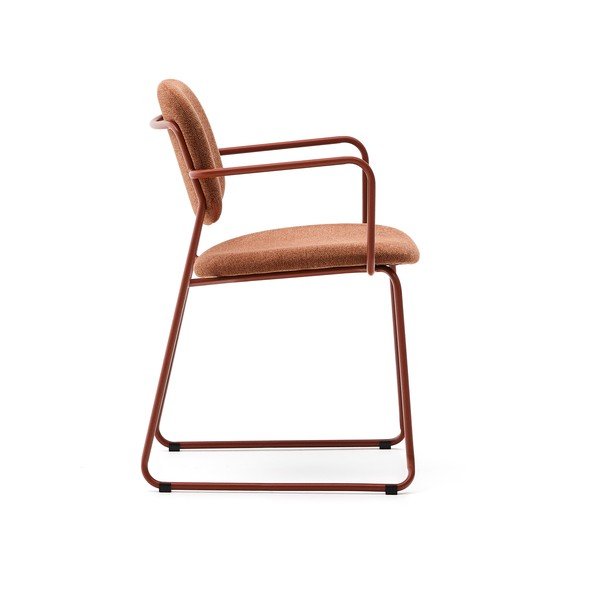 Kovová jedálenská stolička s podrúčkami v terakotovej farbe Meli – Kave Home-image-3