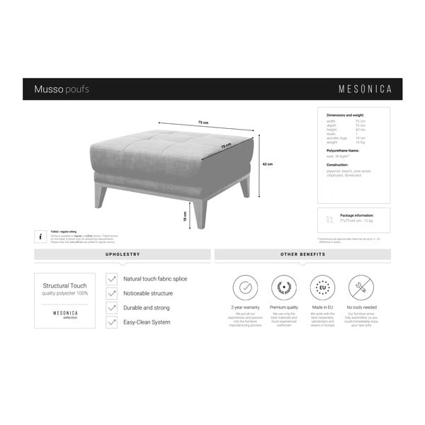 Krémová podnožka MESONICA Musso Tufted-image-3