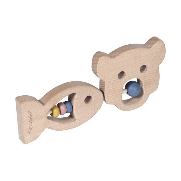 Súprava 2 drevených hryzátok s hrkálkou Kindsgut Ring-image-2