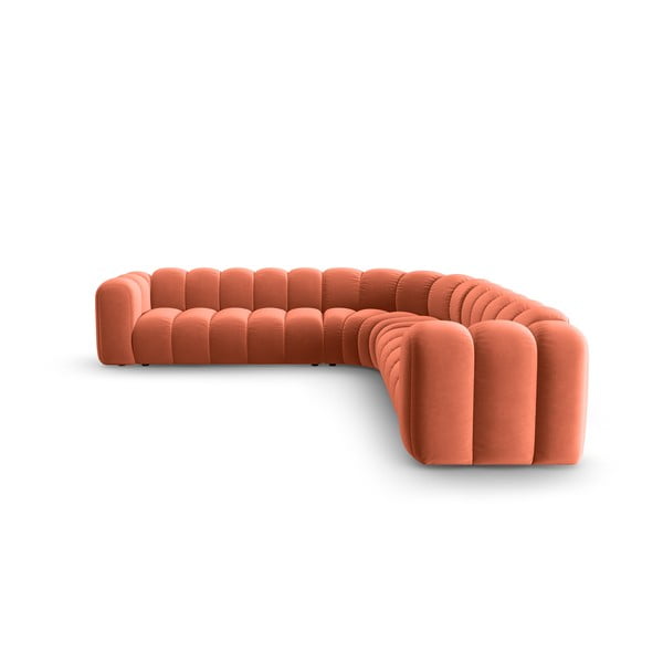 Ružová zamatová modulárna rohová pohovka Lupine – Micadoni-image-2