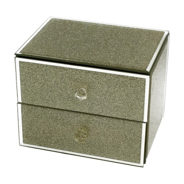 Úložná škatuľka na šperky s 2 zásuvkami Duo Gift Gold Glitter, 16 × 13,2 cm