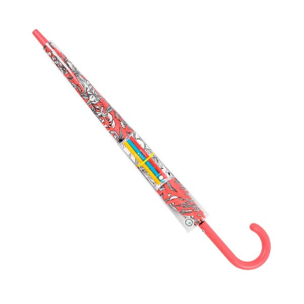 Vyfarbovací dáždnik s detailmi v červenej farbe s 3 vodoodolnými fixami Ambiance Coloring, ⌀ 122 cm