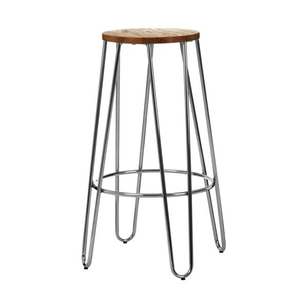 Barová stolička z brestového dreva v striebornej farbe/v prírodnej farbe (výška sedadla 75 cm) District – Premier Housewares-image-4