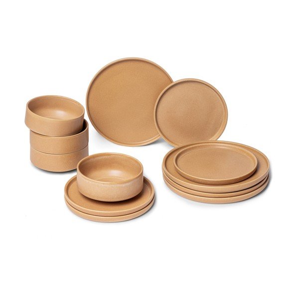 12-dielna súprava tehlovooranžového kameninového riadu Bonami Selection Malia