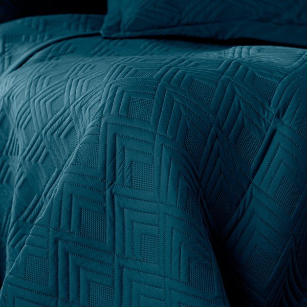 Prešívaný pléd z mikrovlákna v petrolejovej farbe 220x240 cm Ophelia – Restilo-image-2