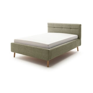 Zelená čalúnená dvojlôžková posteľ s úložným priestorom s roštom 140x200 cm Lotte - Meise Möbel