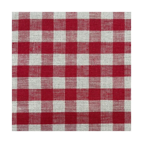 Červený ľanový okrúhly koberec pod stromček ø 125 cm Red Gingham – Linen Tales-image-1