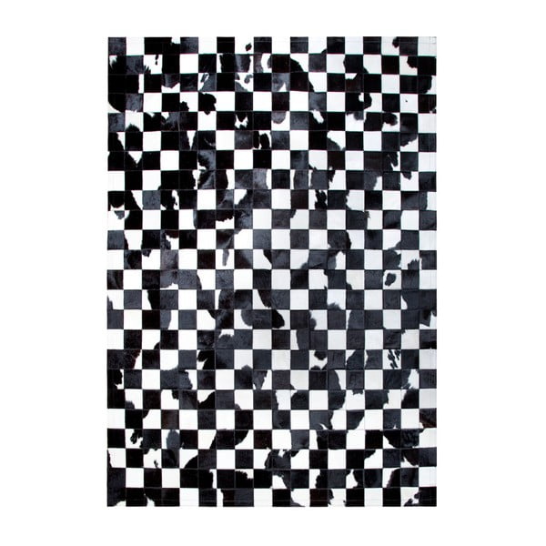 Kožený koberec Pipsa Black & White, 180 × 120 cm