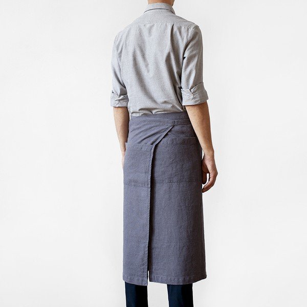 Tmavosivá ľanová zástera Linen Tales Garcon, dĺžka 76 cm-image-1