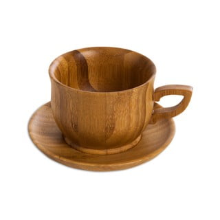 Šálka s tanierikom z bambusového dreva Bambum Cortado, 120 ml
