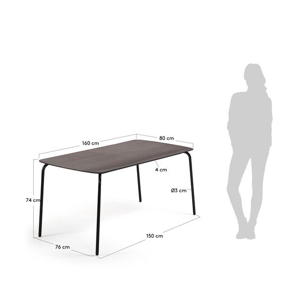Čierny stôl La Forma Tramp, 160 x 80 cm-image-4