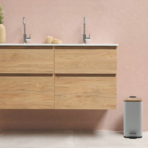 Biely nášľapný oceľový odpadkový kôš 5 l Erik – Spirella-image-1