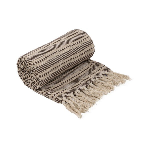 Hnedo-béžová deka s prímesou recyklovaných vlákien 125x150 cm – Ixia