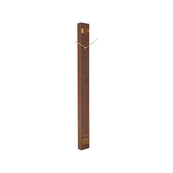 Hnedé drevené nástenné hodiny Karlsson Discreet Long, 7,7 x 90 cm