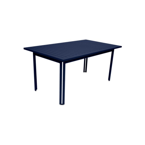 Tmavomodrý záhradný kovový jedálenský stôl Fermob Costa, 160 × 80 cm