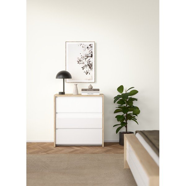 Biela/v prírodnej farbe komoda v dekore duba 80x84x48 cm Next – Tvilum-image-1