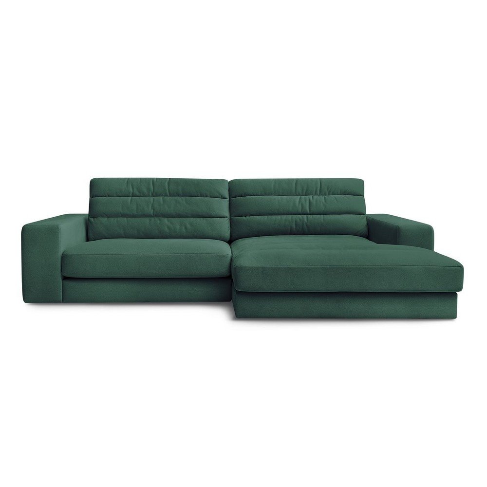 Zelená zamatová rohová pohovka (pravý roh/s leňoškou) Sierra – Bobochic Paris