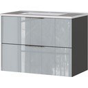 Sivá lesklá závesná skrinka s umývadlom 81x61 cm Vasio – Germania