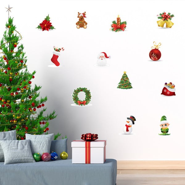 Sada 12 vianočných samolepiek Ambiance Christmas wall