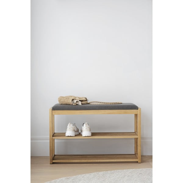 Skrinka na topánky z dubového dreva s lavicou v prírodnej farbe Confetti – Rowico-image-3