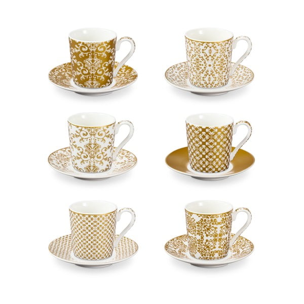 Porcelánové šálky v zlatej farbe v súprave 6 ks My Coffee – Tescoma
