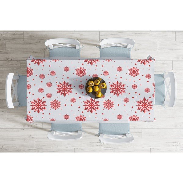 Vianočný obrus s prímesou bavlny Minimalist Cushion Covers Red Snowflakes, 140 x 180 cm-image-1