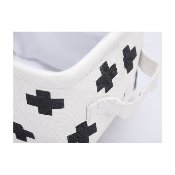 Čierno-biely úložný košík KICOTI Cross, 20 × 16 cm-image-2