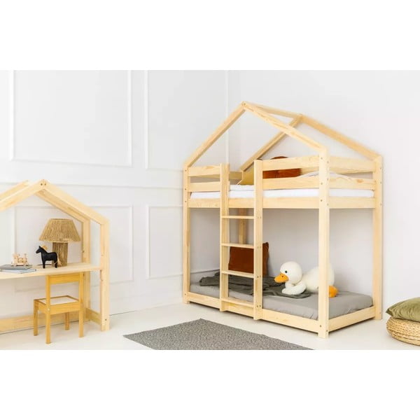 Domčeková poschodová detská posteľ s roštom v prírodnej farbe 90x180 cm DMPN – Adeko-image-1